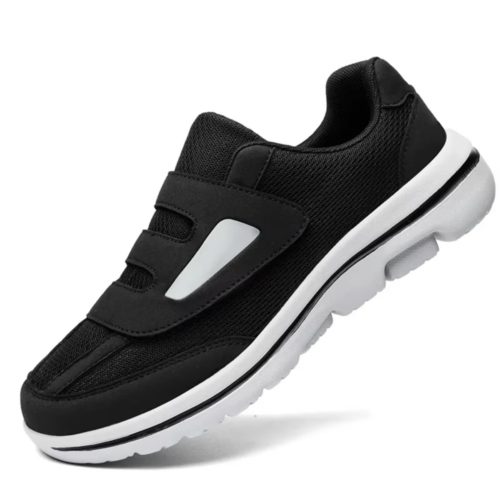 AFO Friendly Velcro Hook and Loop Black Mesh Wide Women's Shoe
