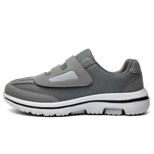 AFO Friendly Velcro Hook and Loop Gray Mesh Wide Women's Shoe