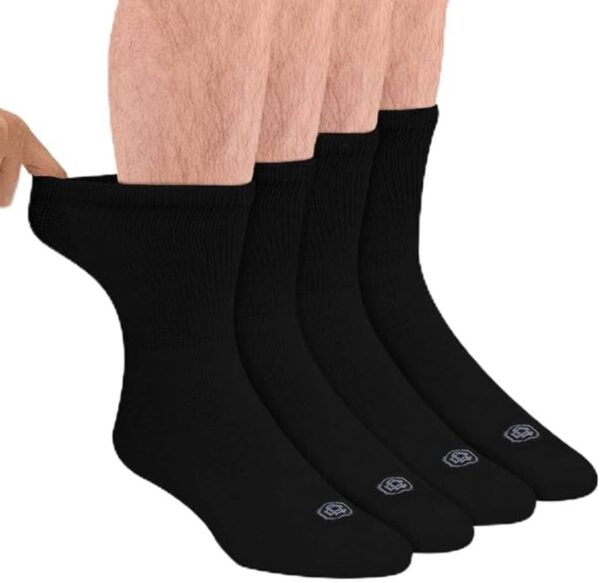 Doctor's Choice Diabetic Socks for Men, Seamless Socks with Non Binding Top, 4 Pairs, Large 9-12 & X-Large 13-15