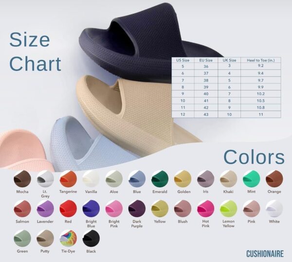 CUSHIONAIRE Feather EVA Slides for Women – Comfortable Slip On Womens Slippers, Indoor Outdoor Shower Shoes, Beach Essential Cloud Slides