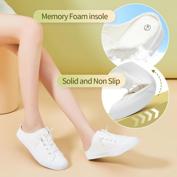 BENPAO Women's Slip on Sneakers Canvas Slip ons Shoes Fashion Comfortable Mules Womens Non Slip Loafers Casual Backless Shoes