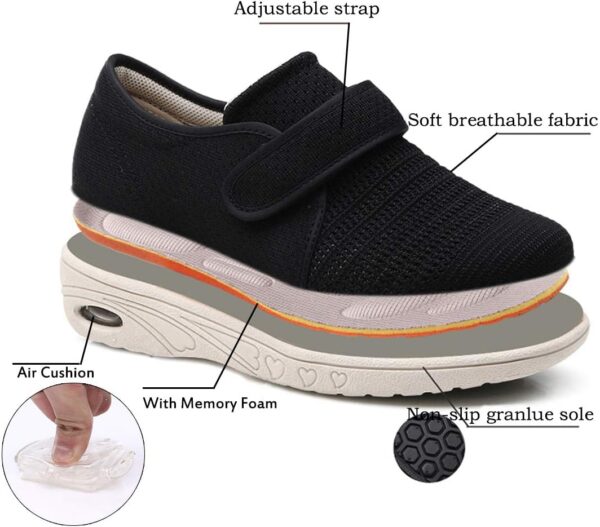 Mei MACLEOD Women's Diabetic Shoes, Edema Shoes for Swollen Feet Wide Walking Shoes for Elderly Plantar Fasciitis