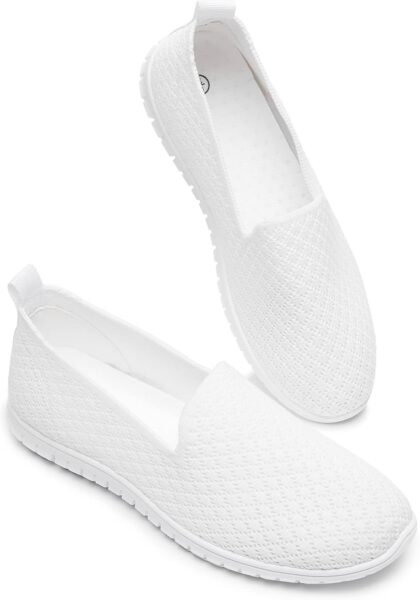 BABUDOG Women's Mesh Flats Shoes Breathable Slip on Shoes Casual Black and White Flats Comfortable Walking Shoes