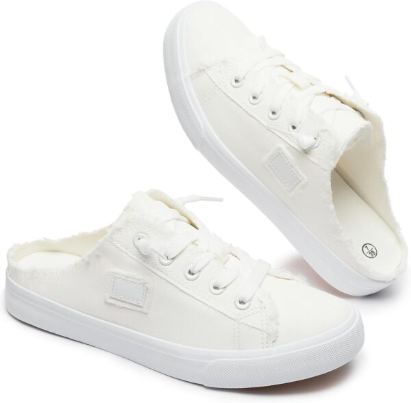 BENPAO Women's Slip on Sneakers Canvas Slip ons Shoes Fashion Comfortable Mules Womens Non Slip Loafers Casual Backless Shoes