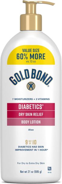 Gold Bond Diabetics' Dry Skin Relief Body Lotion With Vitamin E & Aloe To Soothe & Moisturize Dry, Flaky & Rough Skin, Value Size, 21 oz.