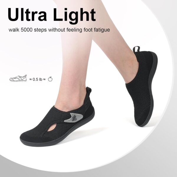 LeIsfIt Womens Wide Diabetic Shoes Adjustable Barefoot Walking Shoes Breathable Zero Drop Sneakers for Wide Width Arthritis Edema Feet