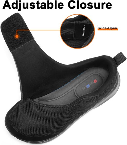 SILENTCARE Diabetic Shoes for Men Wide Toe Box Slip-on Shoes for Swollen Feet Adjustable Walking Shoes for Elderly Foot Pain Relief Neuropathy