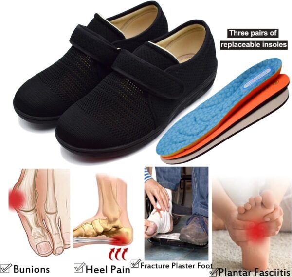 Mei MACLEOD Women's Diabetic Shoes, Edema Shoes for Swollen Feet Wide Walking Shoes for Elderly Plantar Fasciitis