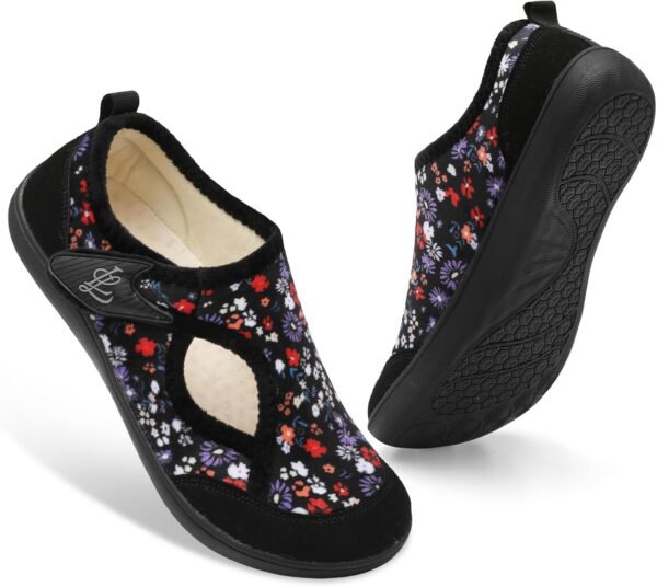 LeIsfIt Womens Slippers Wide Diabetic Shoes Adjustable Arthritis Edema House Shoes Indoor Outdoor Slippers