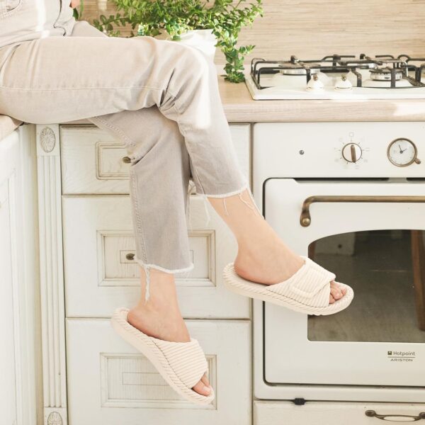 Litfun Orthopedic House Slippers for Women Adjustable Arch Support Indoor Slippers Open Toe Corduroy Bedroom Shoes