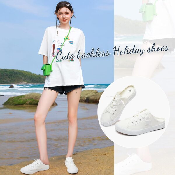 BENPAO Women's Slip on Sneakers Canvas Slip ons Shoes Fashion Comfortable Mules Womens Non Slip Loafers Casual Backless Shoes