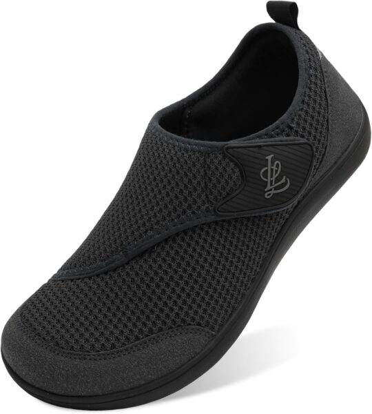 LeIsfIt Mens Wide Diabetic Shoes Adjustable Barefoot Walking Shoes Breathable Zero Drop Sneakers for Wide Width Arthritis Edema Feet