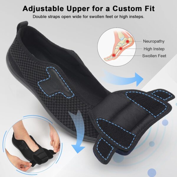 JOINFREE Diabetic Wide Walking Shoes for Women & Men with Adjustable Upper, Zero Drop Non Slip Casual Sneakers Comfortable for Edema, Arthritis, Swollen Feet & Elderly