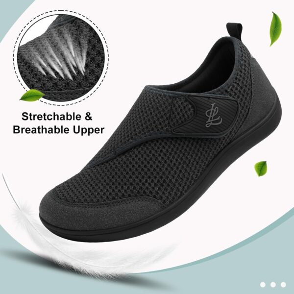 LeIsfIt Mens Wide Diabetic Shoes Adjustable Barefoot Walking Shoes Breathable Zero Drop Sneakers for Wide Width Arthritis Edema Feet