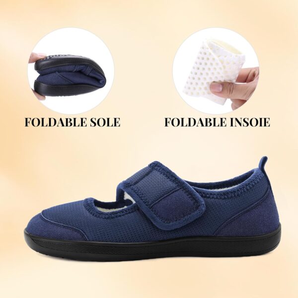 Rihero Womens Slippers Wide Width Diabetic Shoes Edema House Barefoot Walking Shoes Adjustable Indoor Outdoor Slippers