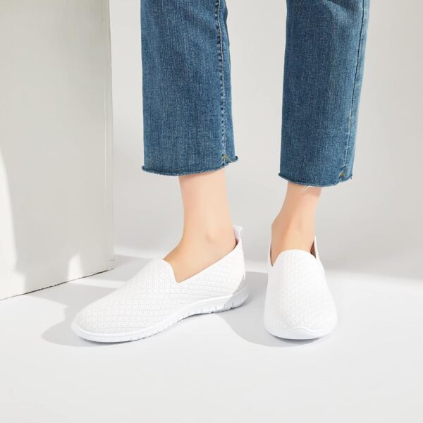 BABUDOG Women's Mesh Flats Shoes Breathable Slip on Shoes Casual Black and White Flats Comfortable Walking Shoes