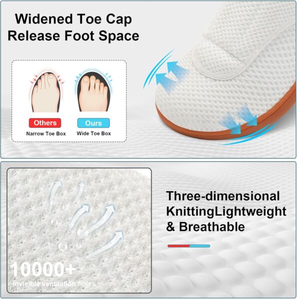 Womens Walking Shoes Comfortable Wide Diabetic Shoes Adjustable Elderly Neuropathy Bunion Swollen Feet Nursing Shoe Breathable Indoor Outdoor Flat Slippers