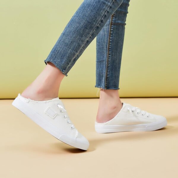BENPAO Women's Slip on Sneakers Canvas Slip ons Shoes Fashion Comfortable Mules Womens Non Slip Loafers Casual Backless Shoes