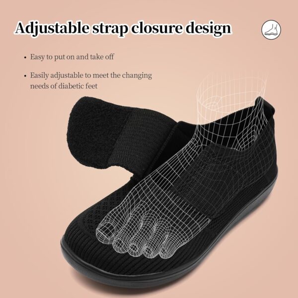 Diabetic Shoes for Women Wide Toe Box Adjustable Slip On Orthopedic Sneakers Zapatos para Diabéticos Mujer Comfortable Walking Women Shoes for Swollen Feet