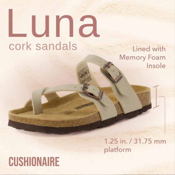 CUSHIONAIRE Women's Luna Cork Footbed Sandal With +Comfort