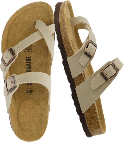 CUSHIONAIRE Women's Luna Cork Footbed Sandal With +Comfort