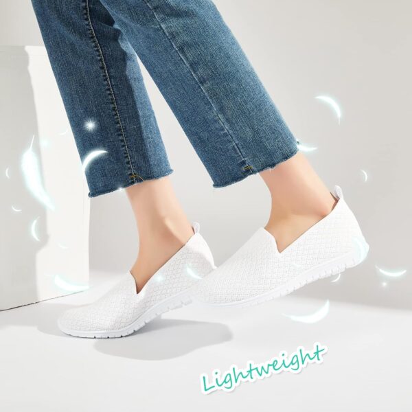 BABUDOG Women's Mesh Flats Shoes Breathable Slip on Shoes Casual Black and White Flats Comfortable Walking Shoes