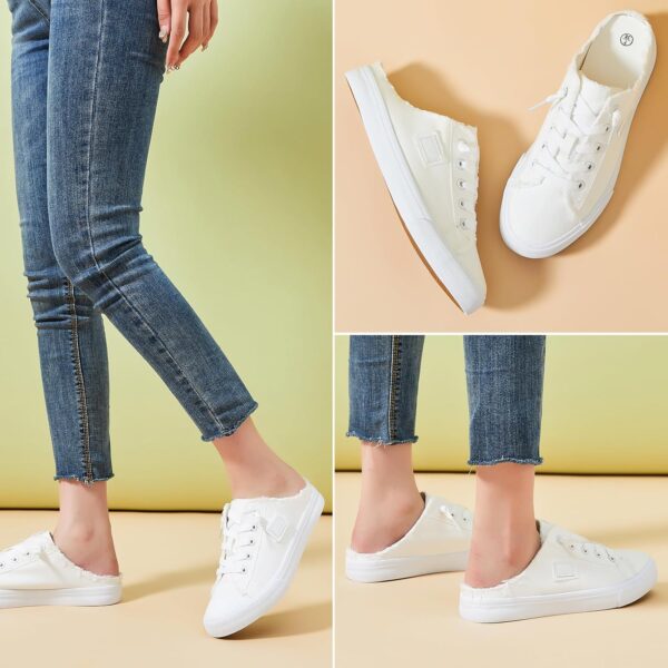 BENPAO Women's Slip on Sneakers Canvas Slip ons Shoes Fashion Comfortable Mules Womens Non Slip Loafers Casual Backless Shoes