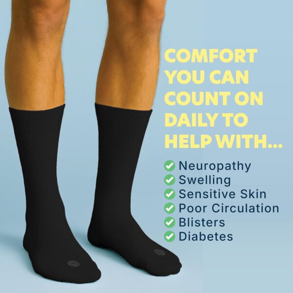 Doctor's Choice Diabetic Socks for Men, Seamless Socks with Non Binding Top, 4 Pairs, Large 9-12 & X-Large 13-15