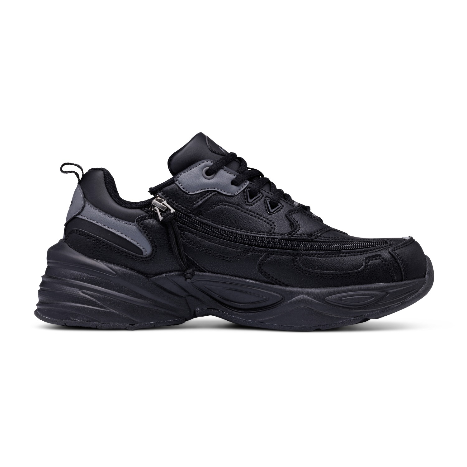 black adaptive shoe with front zipper access