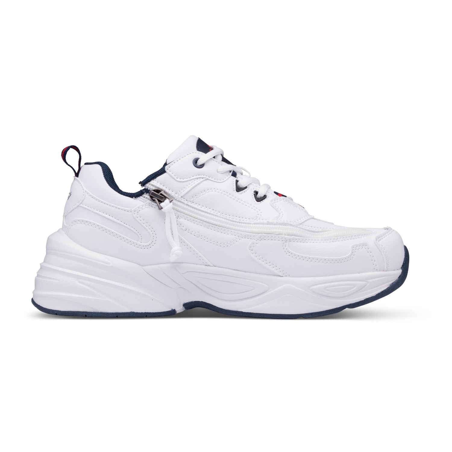 all white sneaker with adaptive zipper